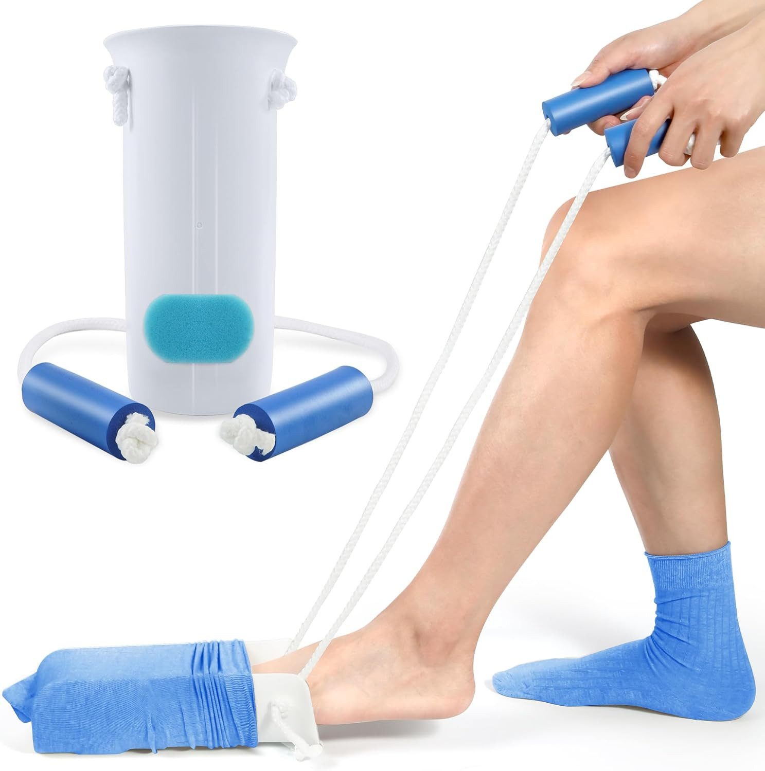 FELIXLEO Anziehhilfe Flexible U-Schale aus ABS fixiert Sockenlöcher für leichten Einstieg, 1-tlg.
