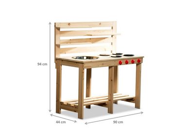 Coemo Outdoor-Spielküche Holz, Outdoor-Spielküche Matschküche offene Bauweise