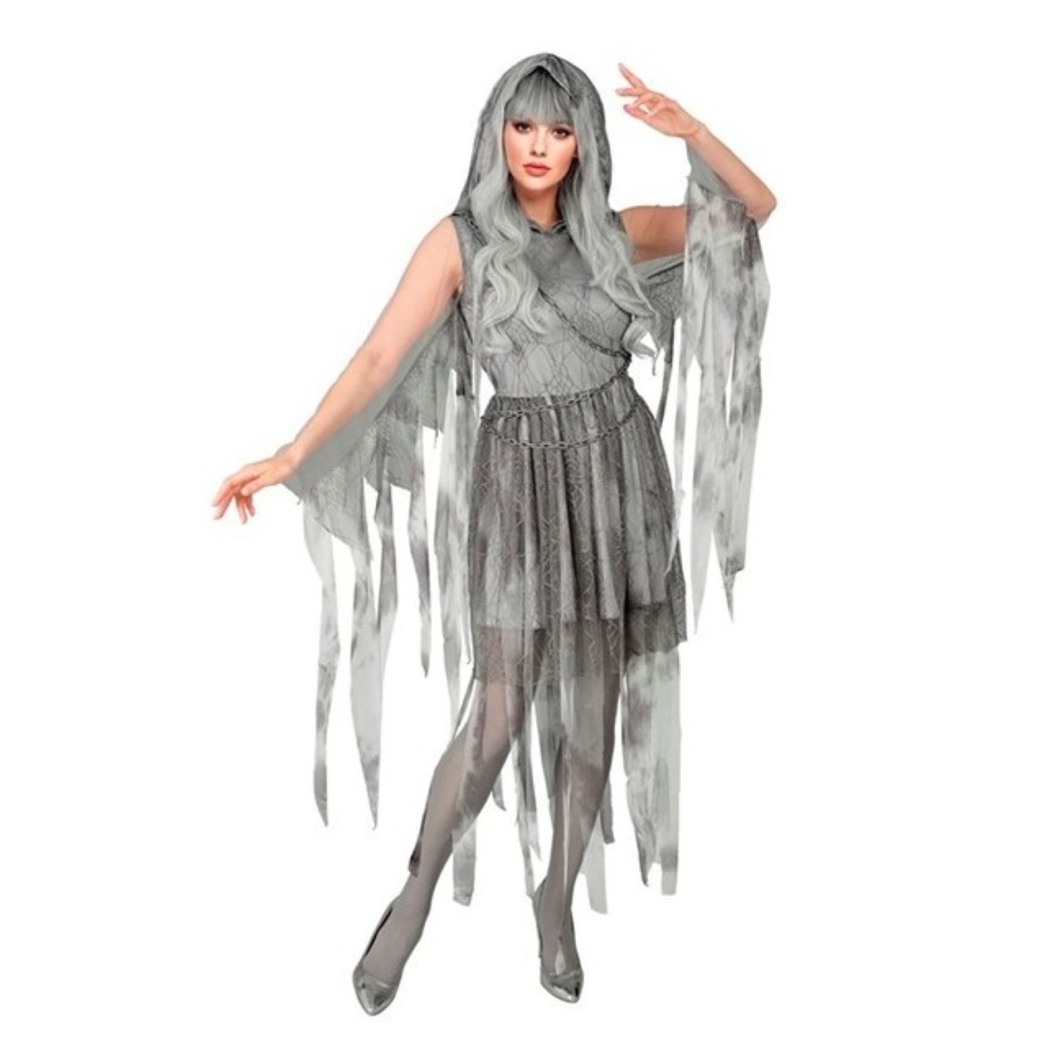 Widmann S.r.l. Zombie-Kostüm Kostüm 'Ghostly Spirit in Ketten' für Damen, Klei
