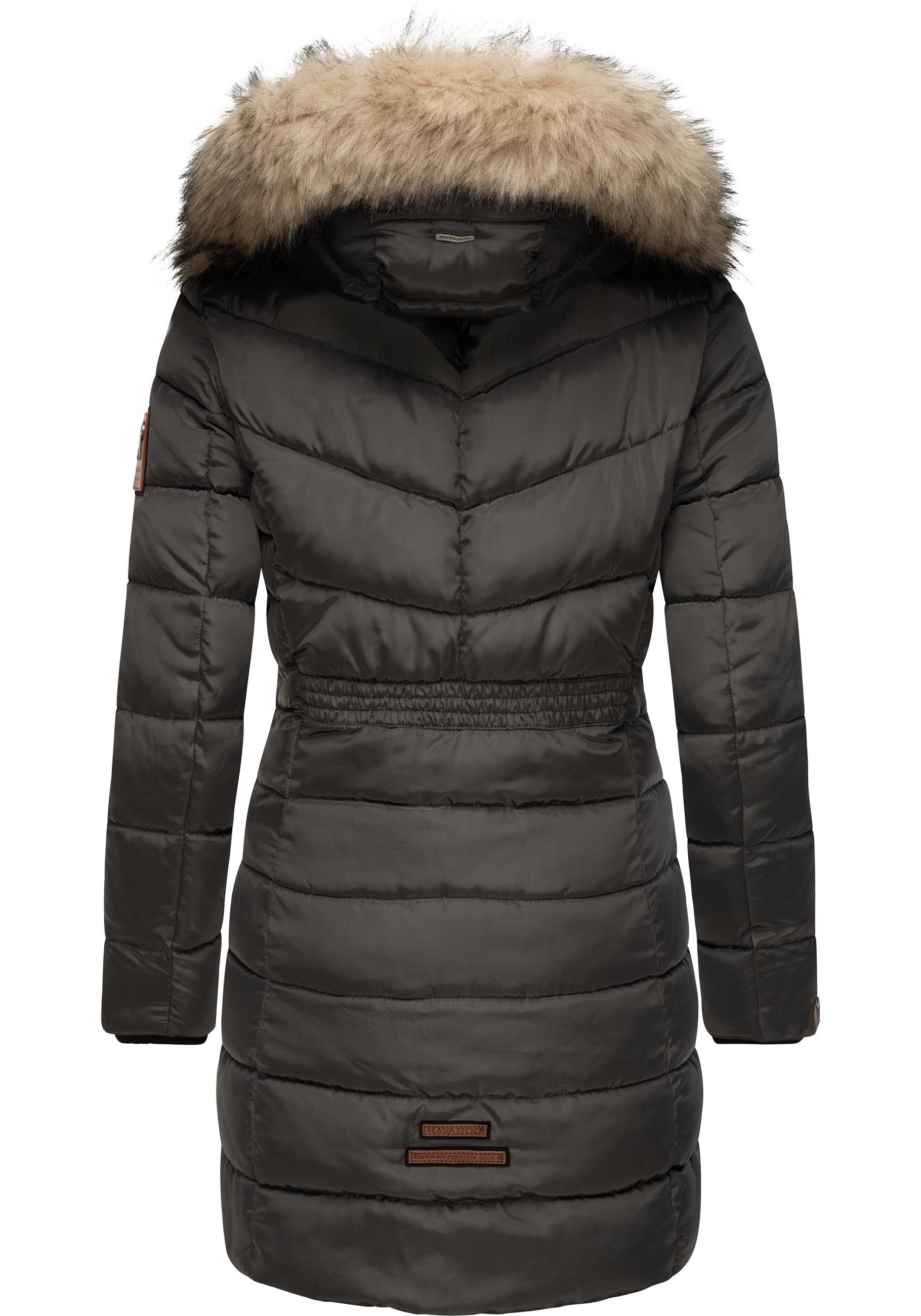 Navahoo Steppmantel Paula stylischer Winter Parka m. edlem Fellimitat