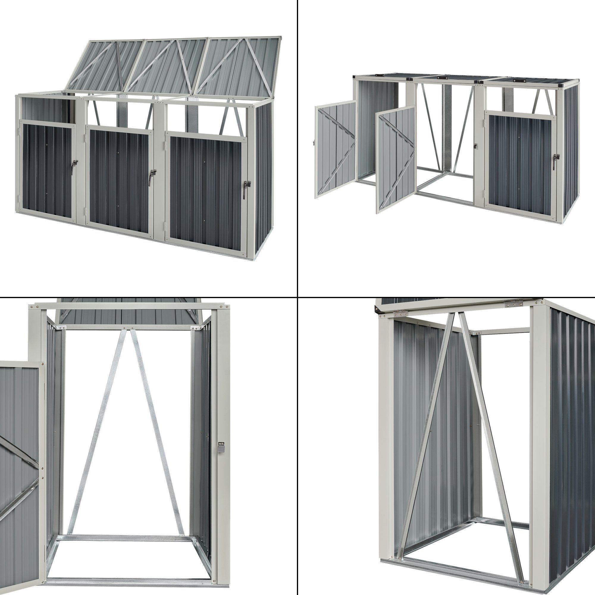 pro.tec Mülltonnenbox, »Tarbek« Mülltonnen Verkleidung für 3 Tonnen 240 L Stahl Anthrazit