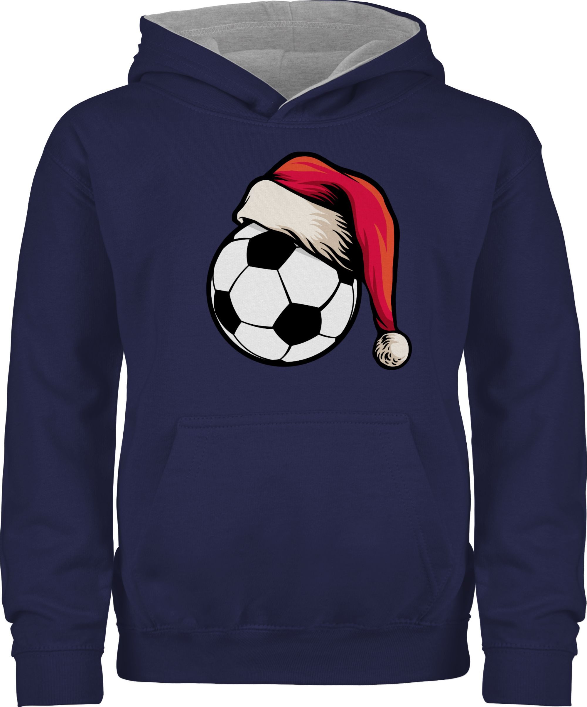 Hoodie Fußball mit Weihnachtsmütze I Geschenk Weihnachten Fußball