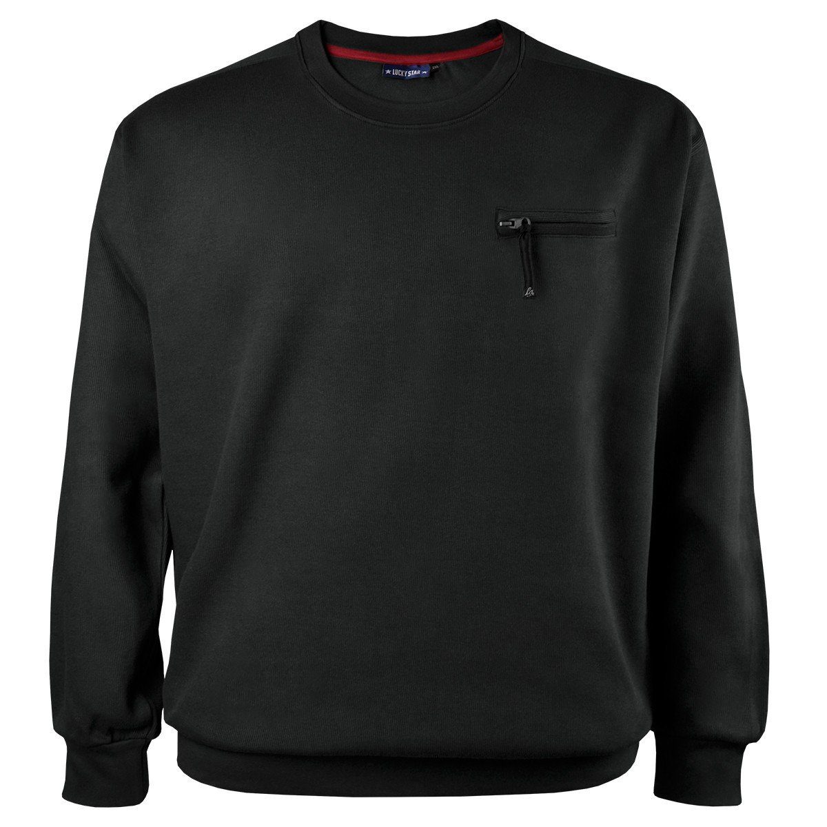 Sweater Übergrößen Lucky Star Rib-Sweatshirt schwarz mit Tasche