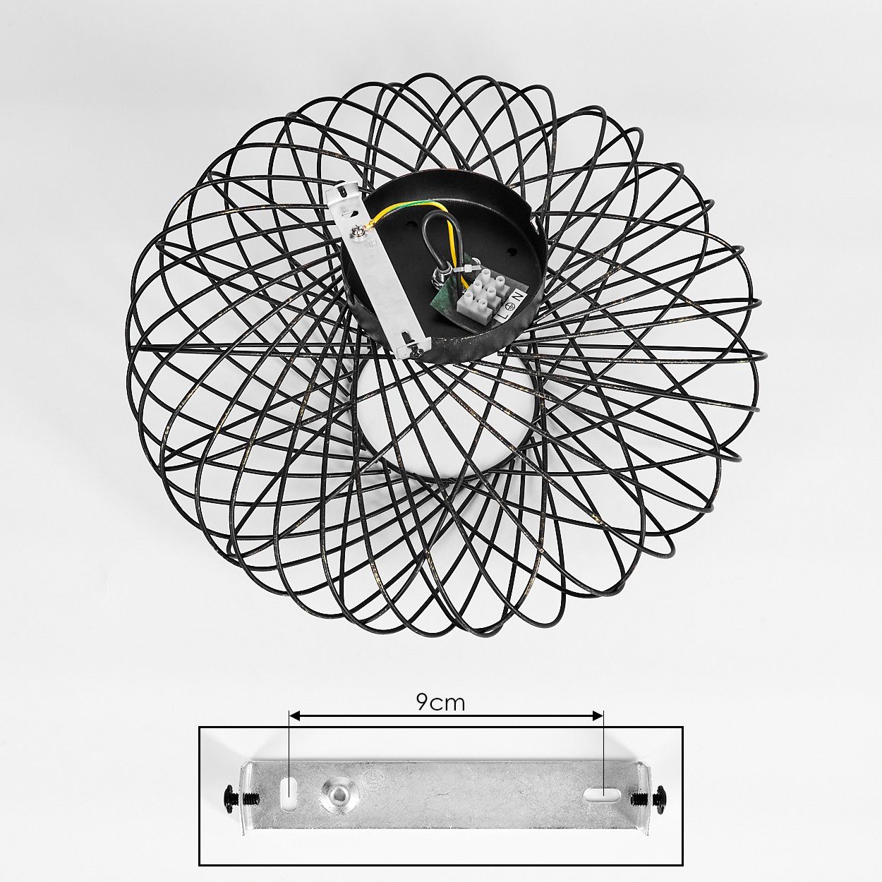 hofstein Deckenleuchte »Pieris« Deckenlampe aus Metall in Schwarz/Gold, ohne Leuchtmittel, E27, Leuchte m. Gitter u. Lichteffekt an der Decke