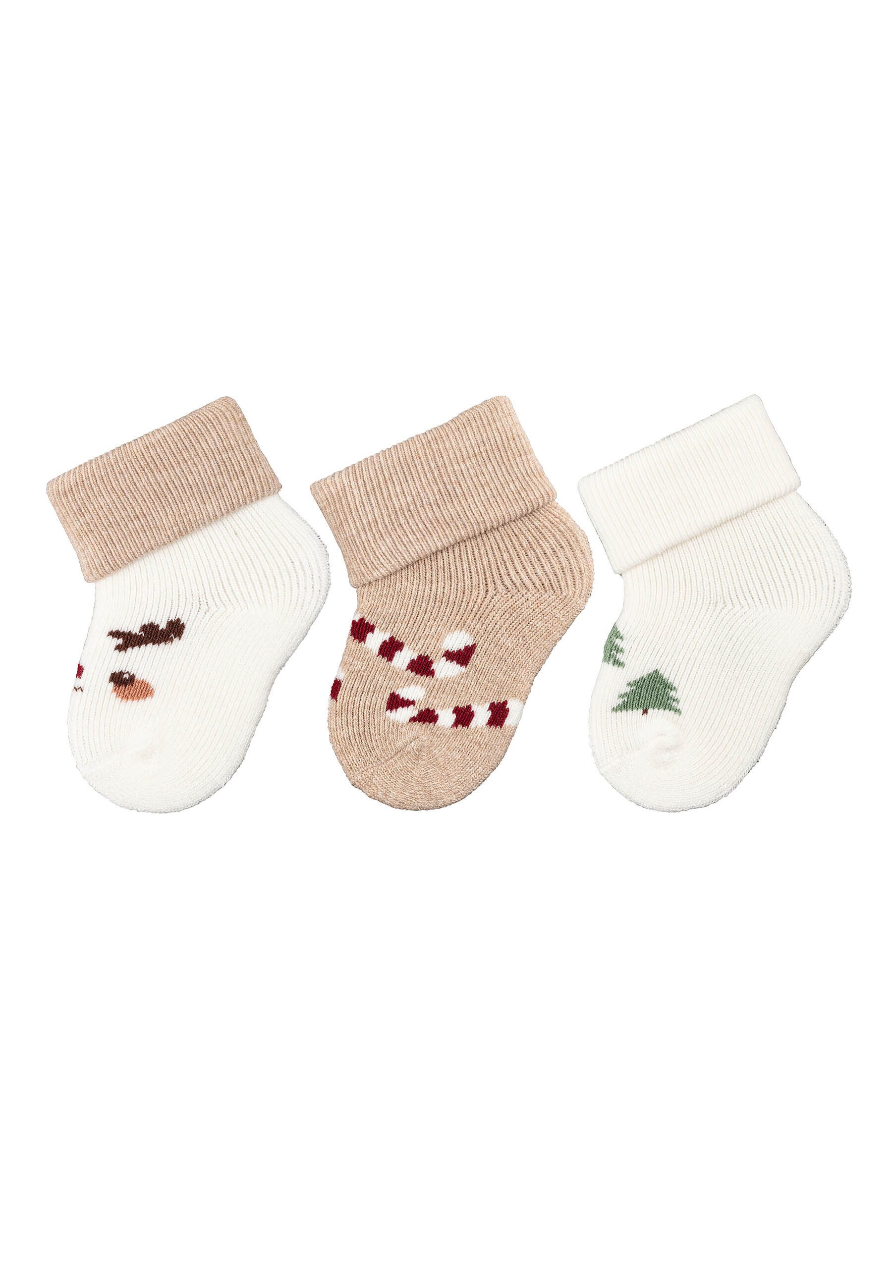 Sterntaler® Feinsöckchen Erstlingssocken 3er-Pack Weihnachten (3-Paar, 3er-Pack)