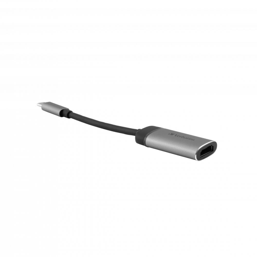 Verbatim USB-C auf HDMI 4K Adapter 49143 USB-Adapter, 10 cm, USB-C oder Thunderbolt 3-fähige Geräte an Projektor/Monitor, silber