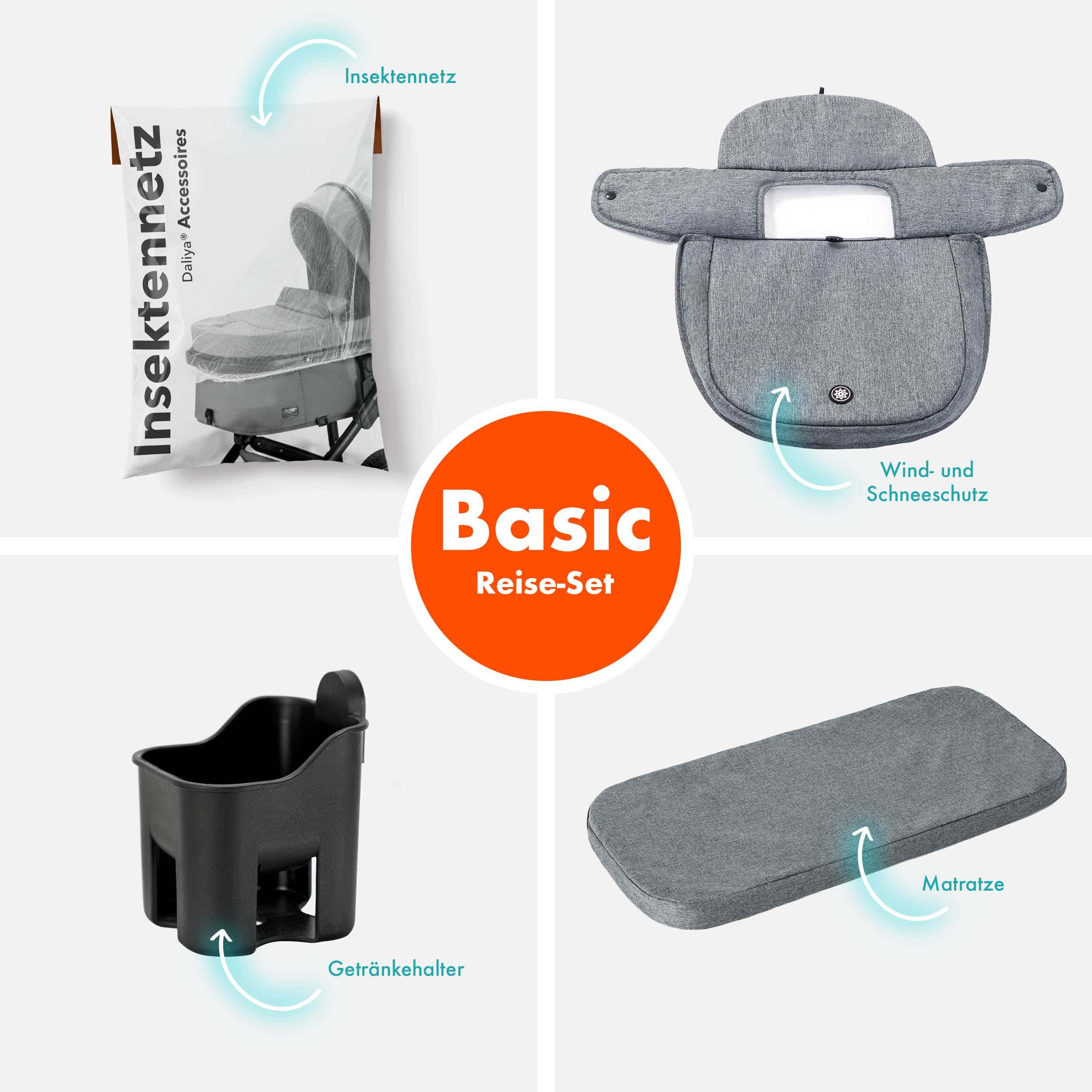 Daliya® Kombi-Kinderwagen BAMBIMO 2in1 Kinderwagen & Buggy, Babywanne und Sportsitz, Alu-Rahmen, (Grundausstattung für Babys, 9-tlg), Großer Einkaufskorb, Feder – Bild 3 von 5