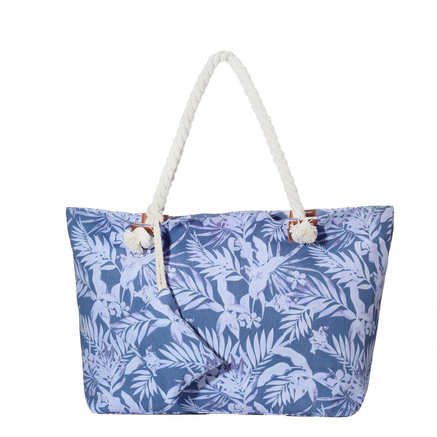 DonDon Strandtasche Shopper Schultertasche Beach Style (2-tlg), Große Strandtasche, mit Reißverschluss, tolle Motive florales St. Tropez