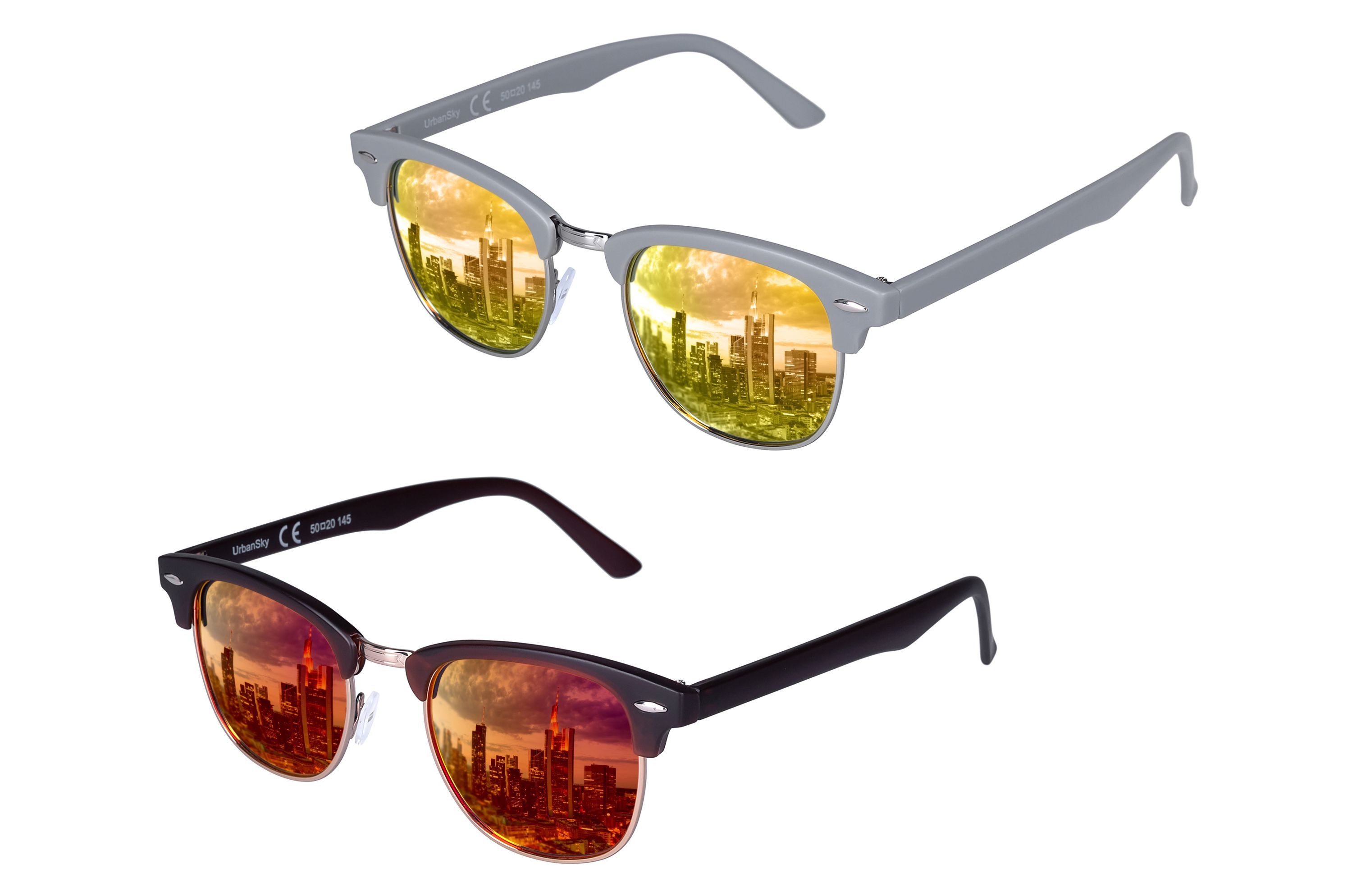UrbanSky Sonnenbrille D.B. (2er-Pack, Sonnenbrillen-Set mit Einstecketuis) Doppelpack - polarisiert