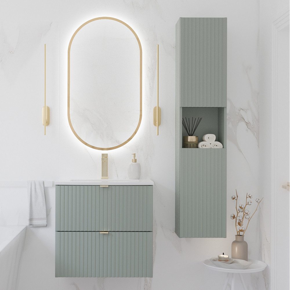 Lomadox Badmöbel-Set NEWPORT-56-GREEN, (Spar-Set, 3-St., Spiegel günstig online kaufen