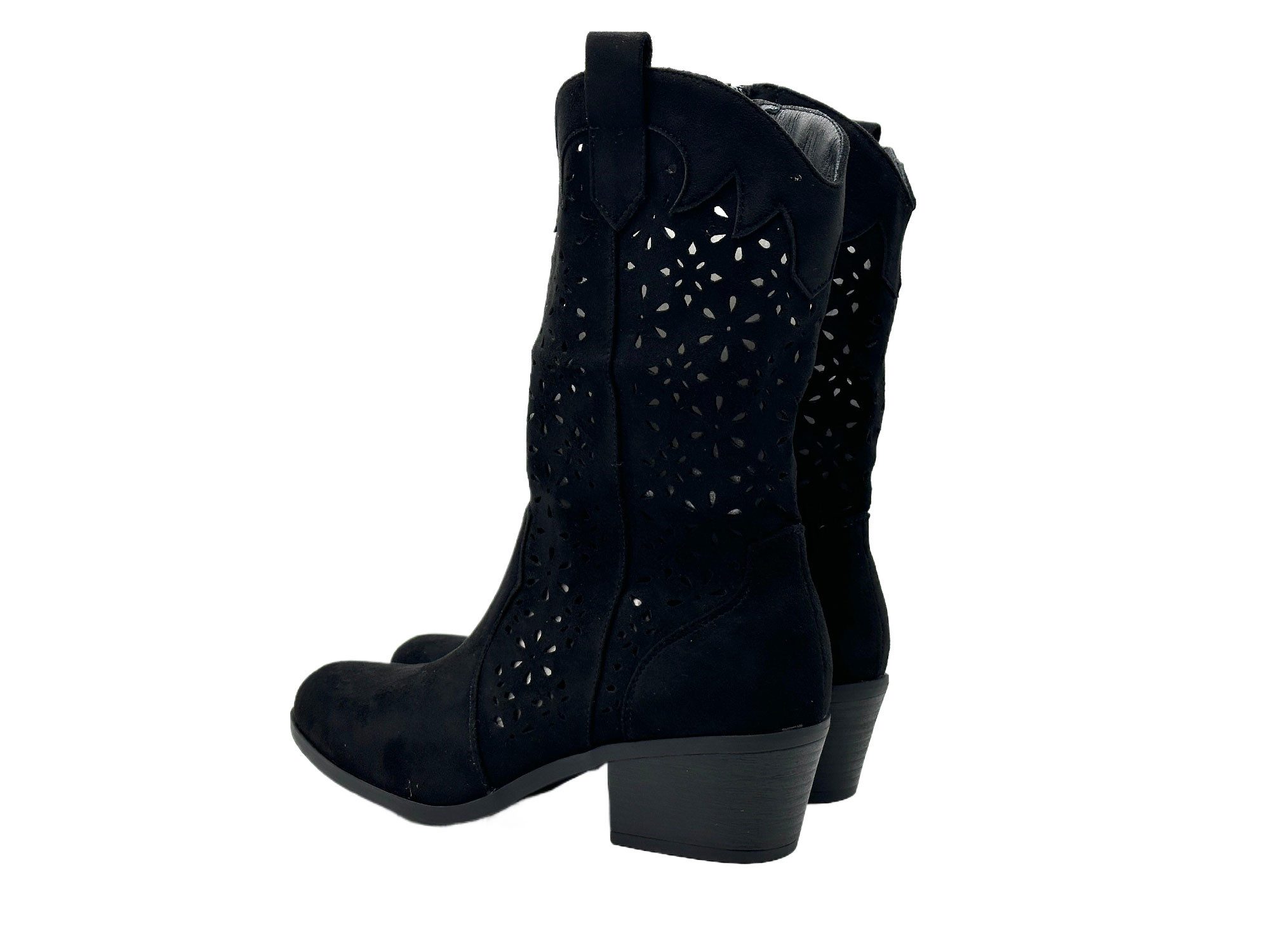 Nowaland Damen Sommerstiefel im modischen Cowboy-Stil Stiefel Seitlicher Reißverschluss-luftiges Cut-Out-Design-femininer Silhouette