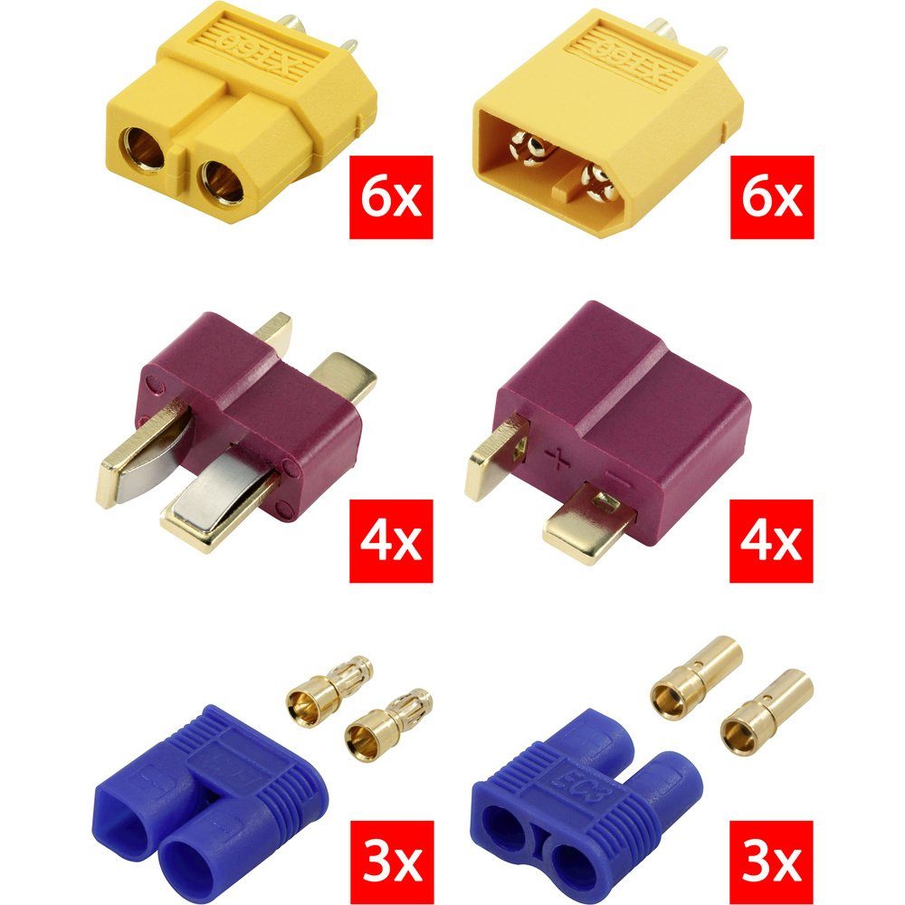 Reely RE-6699867 Akku Stecker XT60, T-Stecker, EC3 vergoldet 1 St. Akku