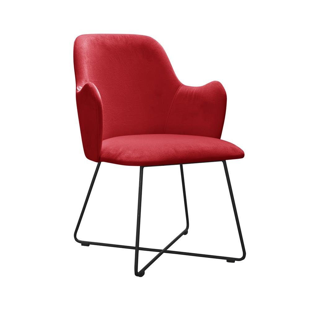 JVmoebel Stuhl, Stuhl 6x Esszimmer Sessel Textil Sitz Sessel Set Neu Club Fernseh Polsterstuhl Rot | Stühle
