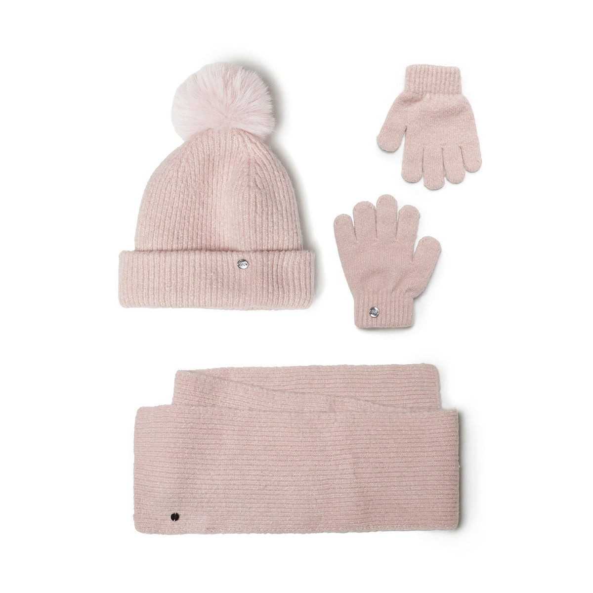 MINOTI Mütze & Schal für Mädchen mit Handschuhen (Set, 3-tlg., mit Handschuhen) Bommel