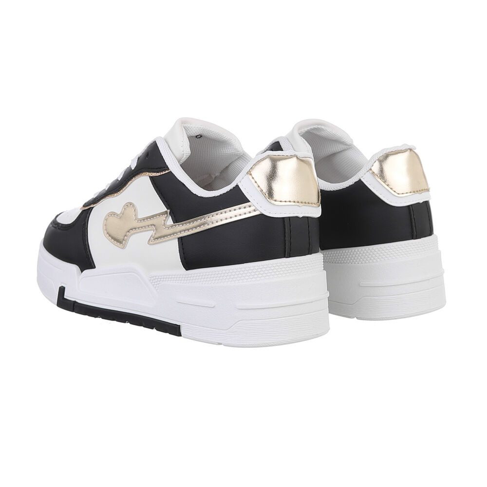 Ital-Design Damen Low-Top Freizeit Sneaker (86188036) Keilabsatz/Wedge Sneakers Low in Schwarz