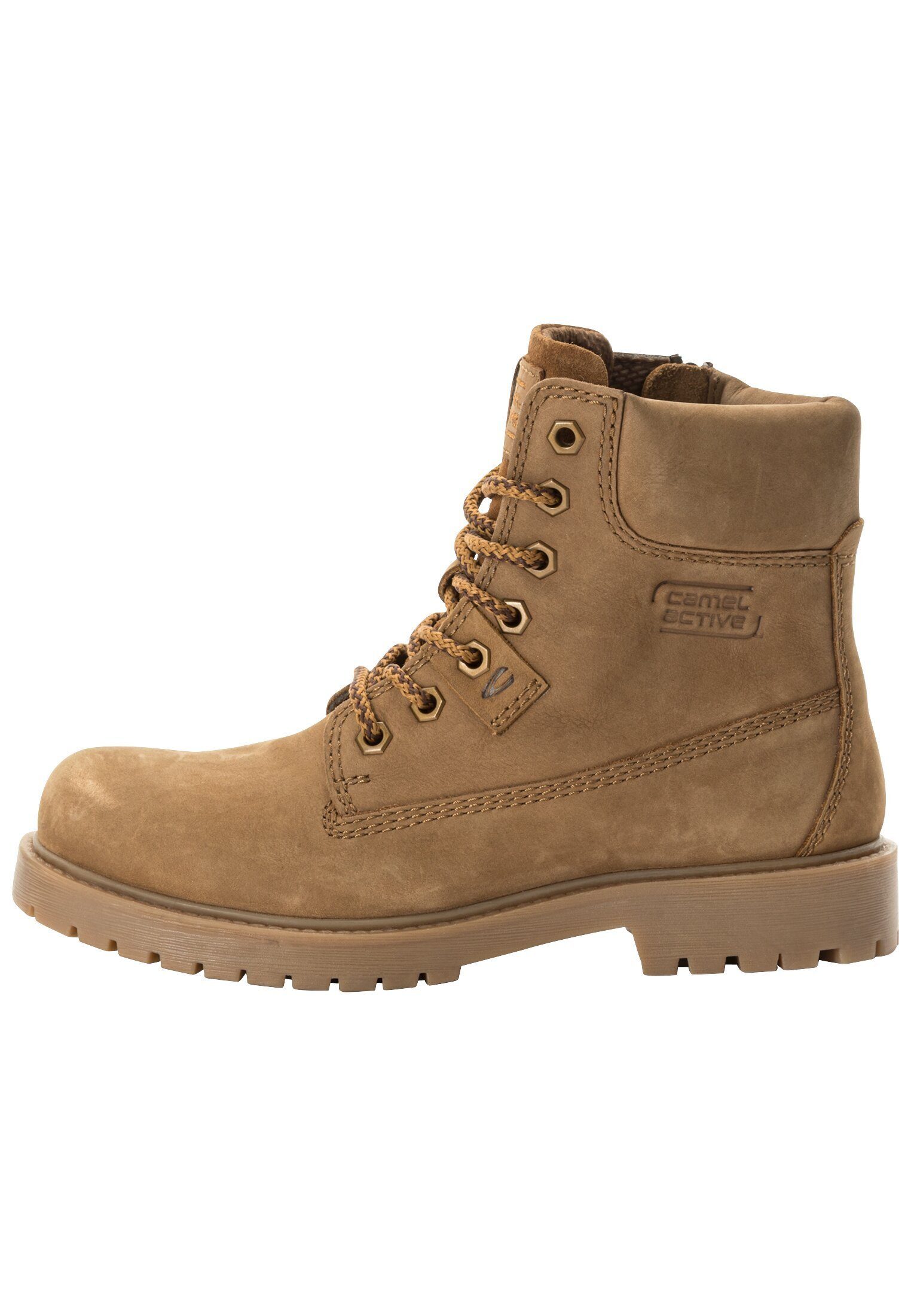 echtem camel Leder active Cognac aus Schnürschuh