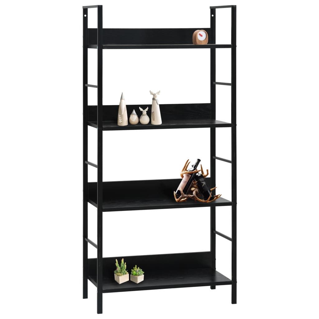 vidaXL Bücherregal, Buchregal 4 Regalböden Schwarz 60×27,6×124,5 cm Holzwerkstoff