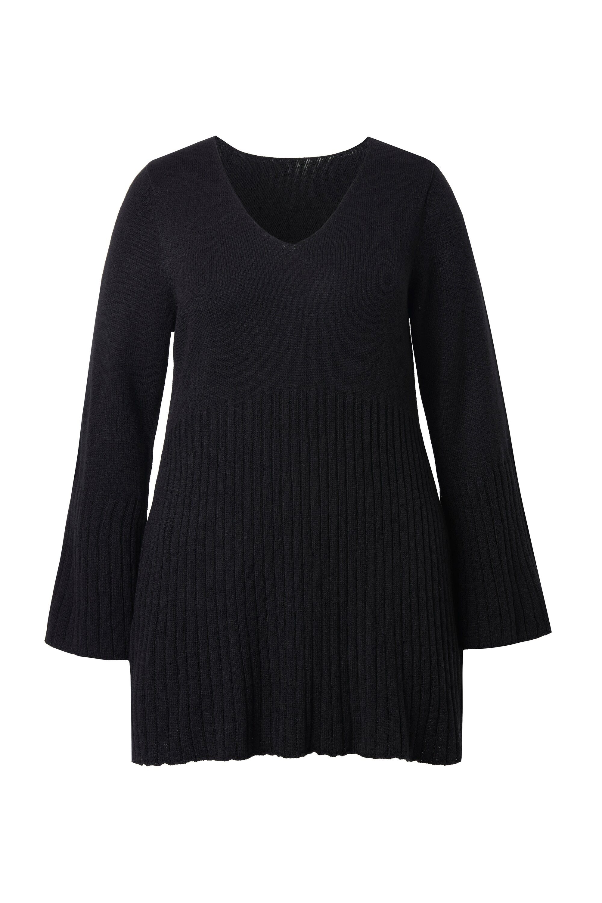 MIAMODA Strickpullover Pullover A-Linie Schößchen Trompeten-Langarm günstig online kaufen