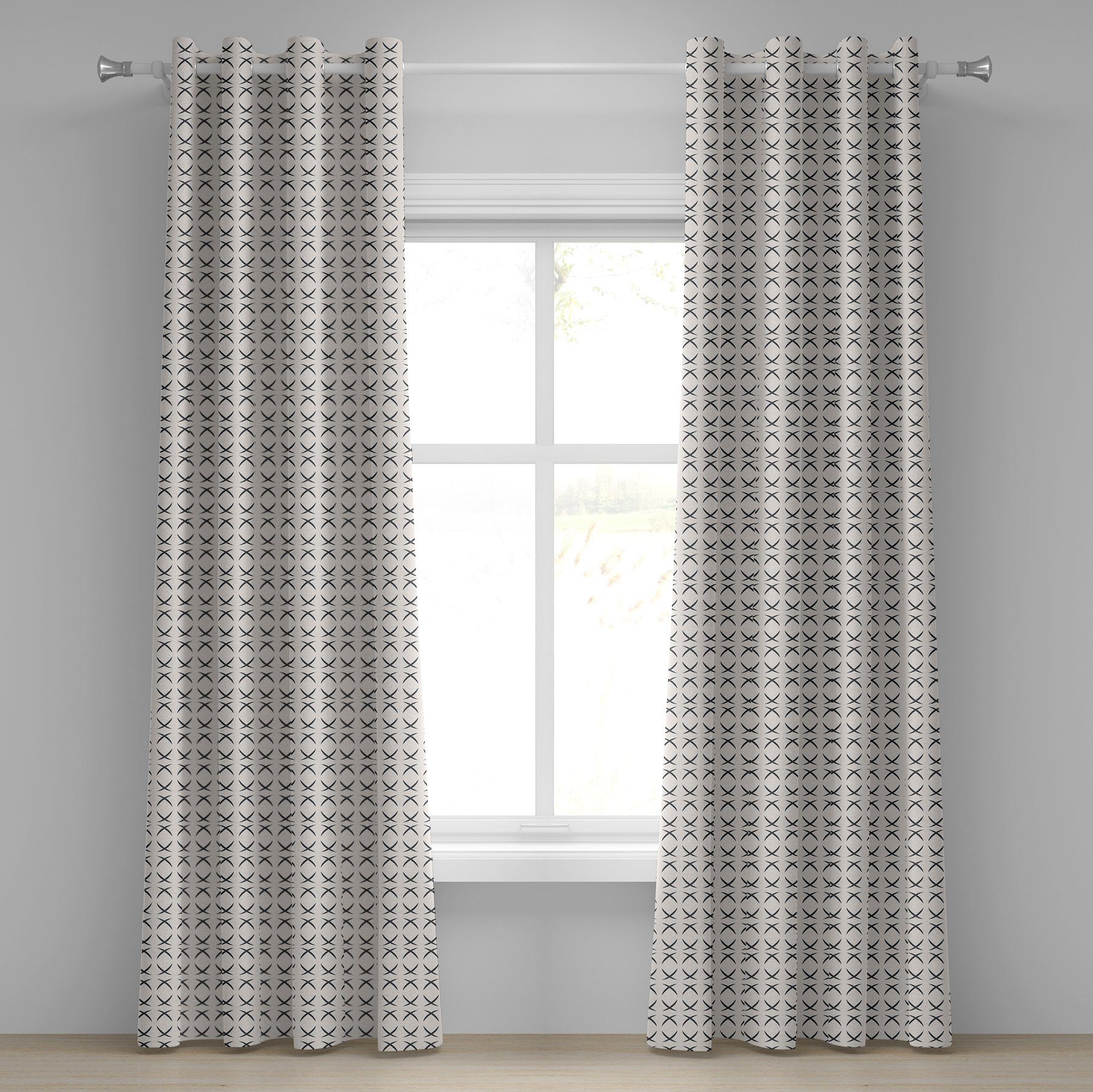 für Geometrisch Geometric 2-Panel-Fenstervorhänge Schlafzimmer Halbkreis Abakuhaus, Wohnzimmer, Gardine Dekorative