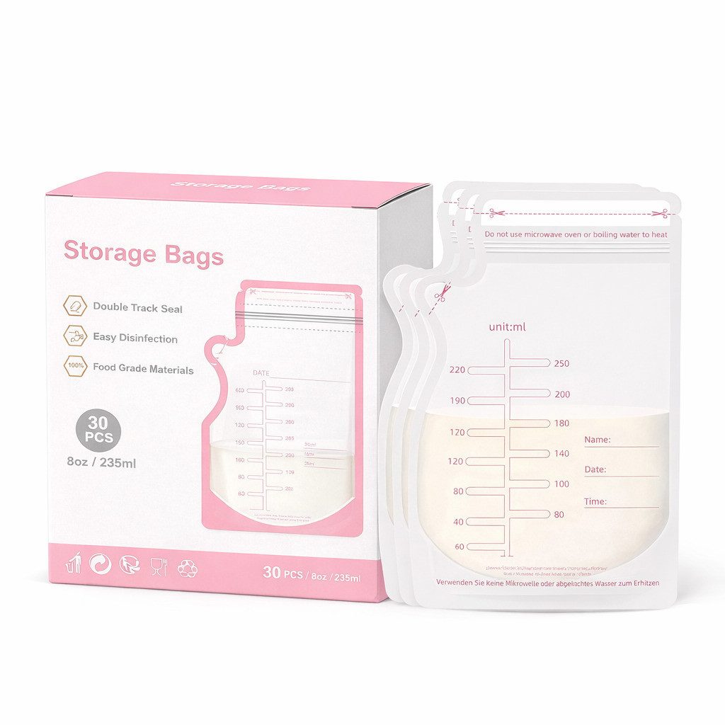 COOL-i ® Muttermilchbeutel Muttermilchbeutel 250 ml,30 Stück, BPA-frei, auslaufsicher, beschriftbar & gefriergeeignet