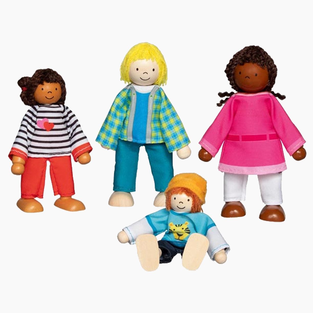goki Biegepuppe Biegepuppen Interkulturelle Familie (Packung, 4-tlg., set), vier voll bewegliche Biegepuppen