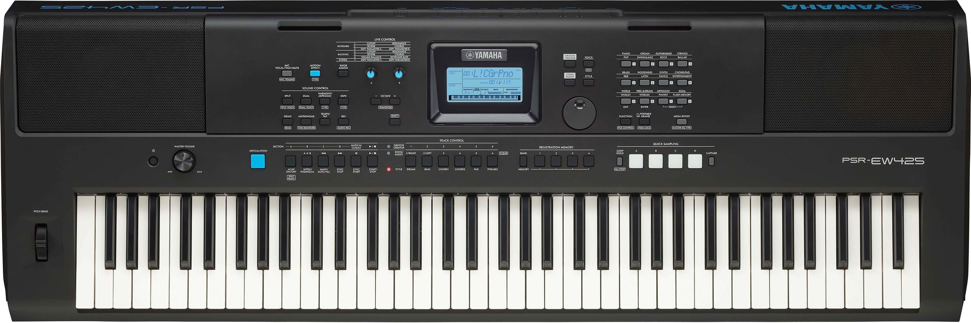 Yamaha Home-Keyboard PSR-EW425, mit Netzteil und Notenhalter