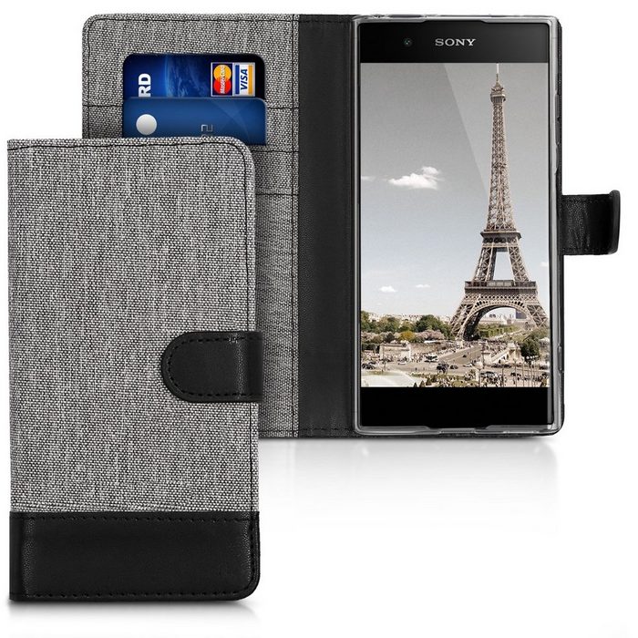 kwmobile Handyhülle Wallet Case für Sony Xperia XA1 Plus Hülle mit Ständer - Handyhülle Kartenfächer