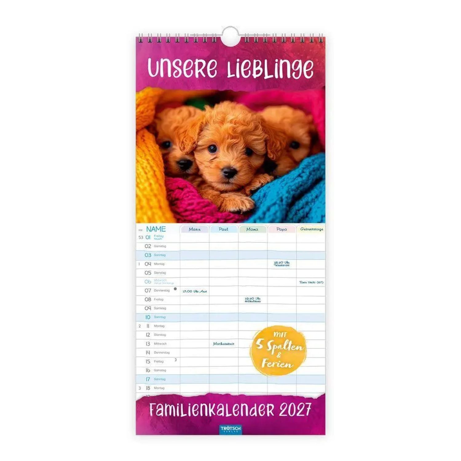 Trötsch Verlag Wandkalender TRÖTSCH - Familienkalender Unsere Lieblinge 2027