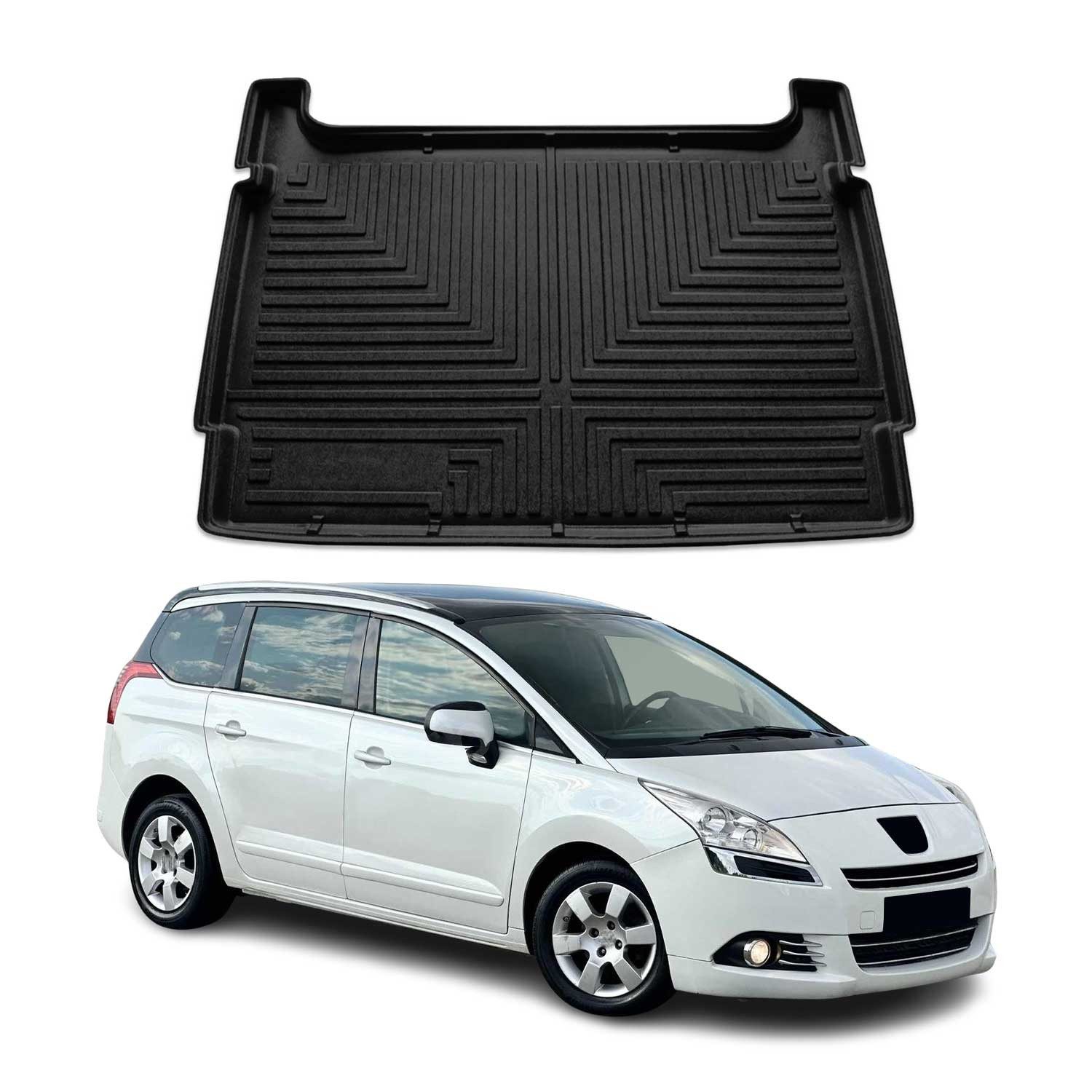 Kofferraummatte Kofferraumwanne für Peugeot 5008 I 2010-2017 Gummi TPE Schwarz
