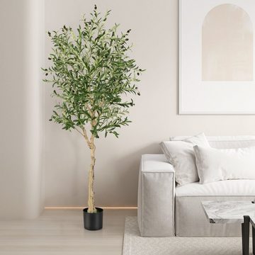 Kunstpflanze Olivenbaum, COSTWAY, Höhe 182 cm, 2er, mit 72 Früchten
