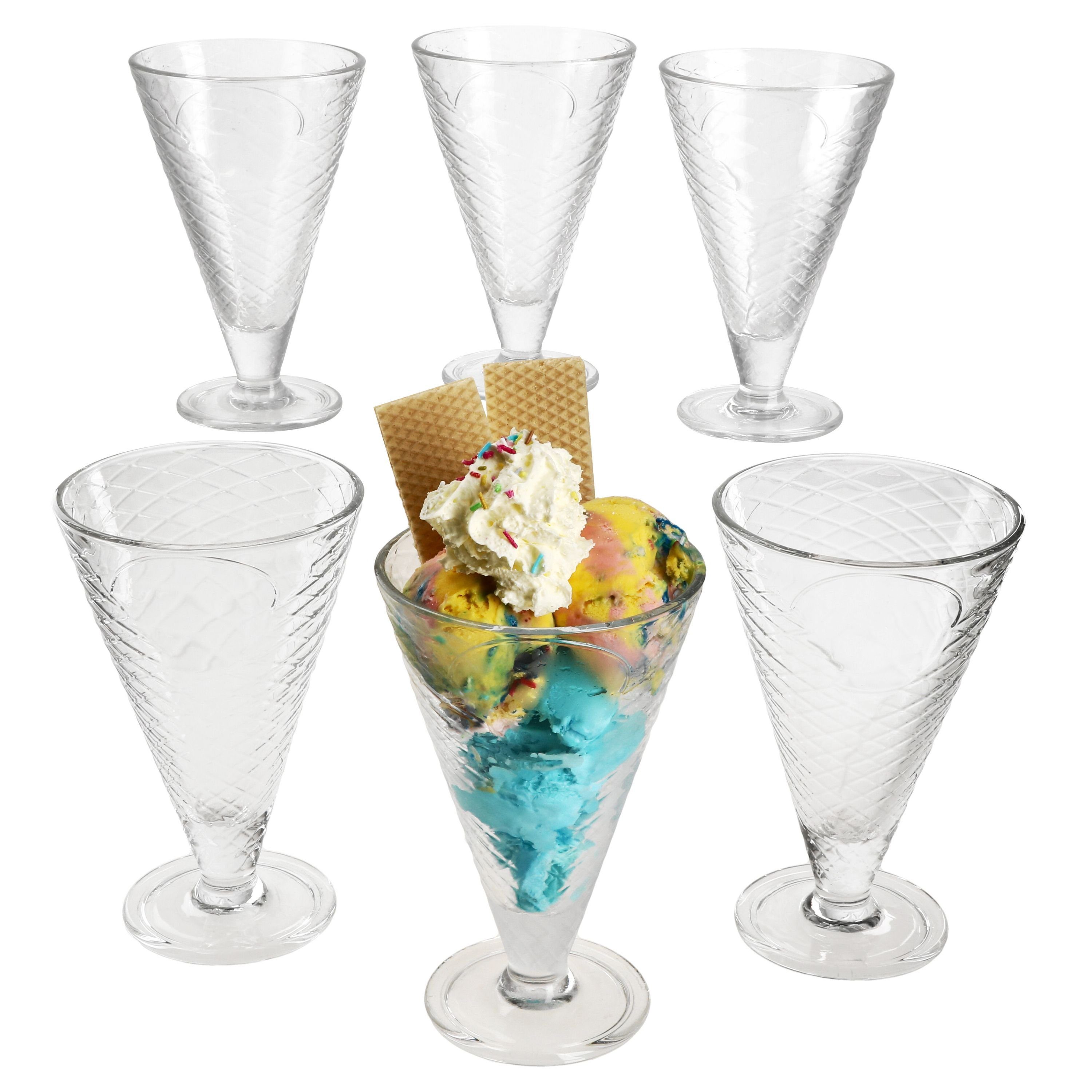 MamboCat Eisschale 6er Set COPA HELADO Eisbecher 340ml auf Fuß Glas - 31705, Glas