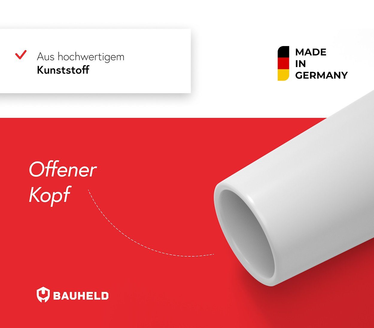 BAUHELD Rollladen-Anschlagstopper 8 Stück [Made in Germany] mit 40mm Länge, Rolladen Anschlangwinkel für Rollladenpanzer, Lamellen, Vorbaurollladen, Inklusive B – Bild 3 von 5