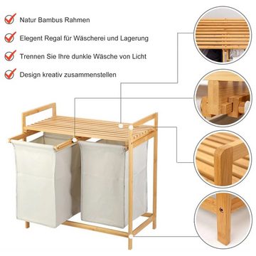 TWSOUL Wäschekorb Doppeltrommel-Wäschekorb, Aufbewahrungskorb für schmutzige Kleidung, 64*33*73cm