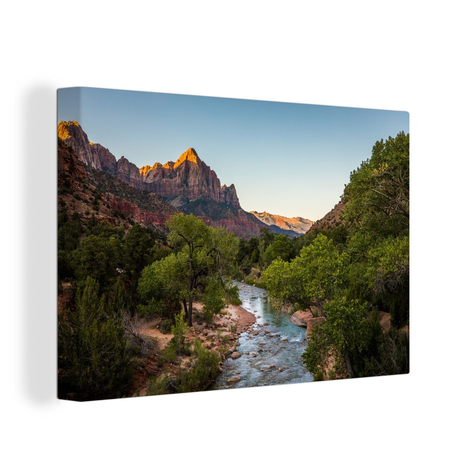 OneMillionCanvasses® Leinwandbild Berge und Wälder im Zion-Nationalpark, Utah, (1 St), Wandbild Leinwandbilder, Aufhängefertig, Wanddeko, 30x20 cm