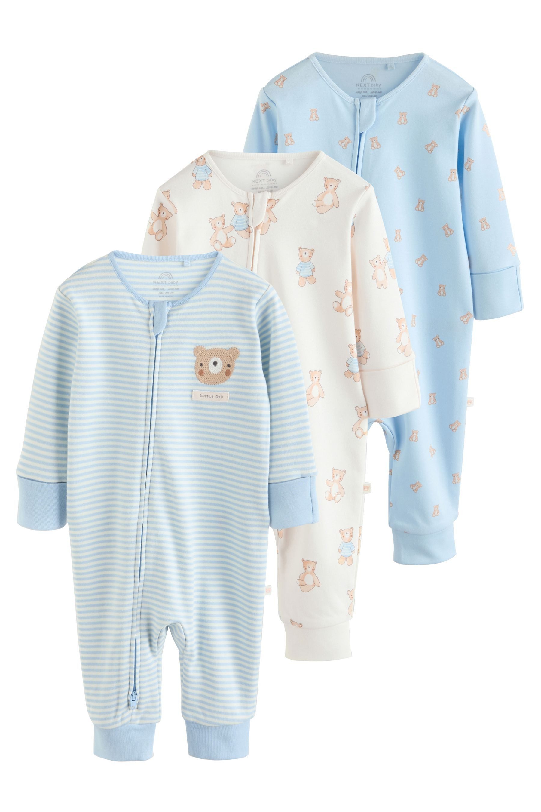 Next Schlafoverall Babyschlafanzüge mit Zweiwege-RV, 3er-Pack (3-tlg)