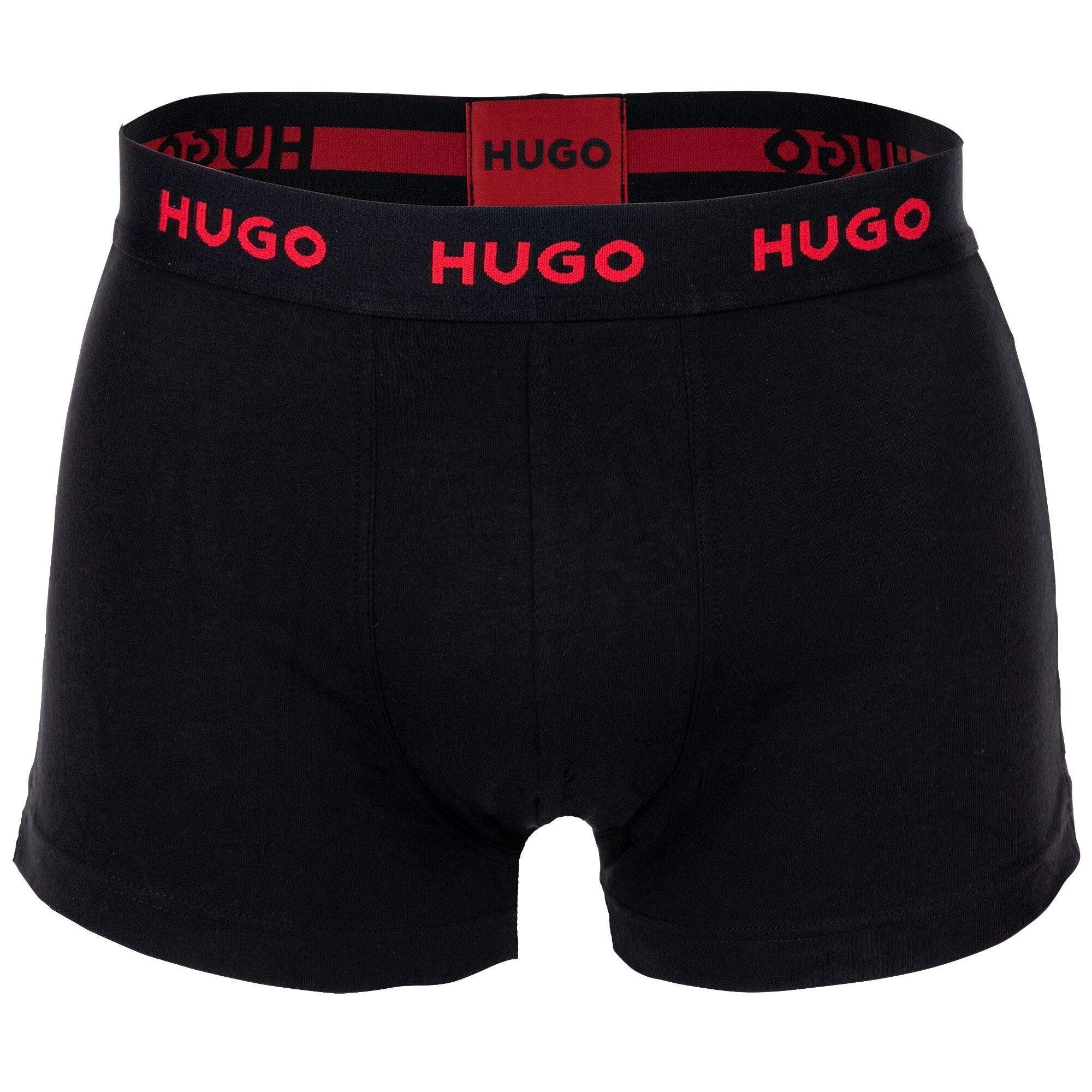 HUGO Boxer Herren Boxer Trunks Shorts, Triplet 3er Rot/Weiß/Schwarz - Pack
