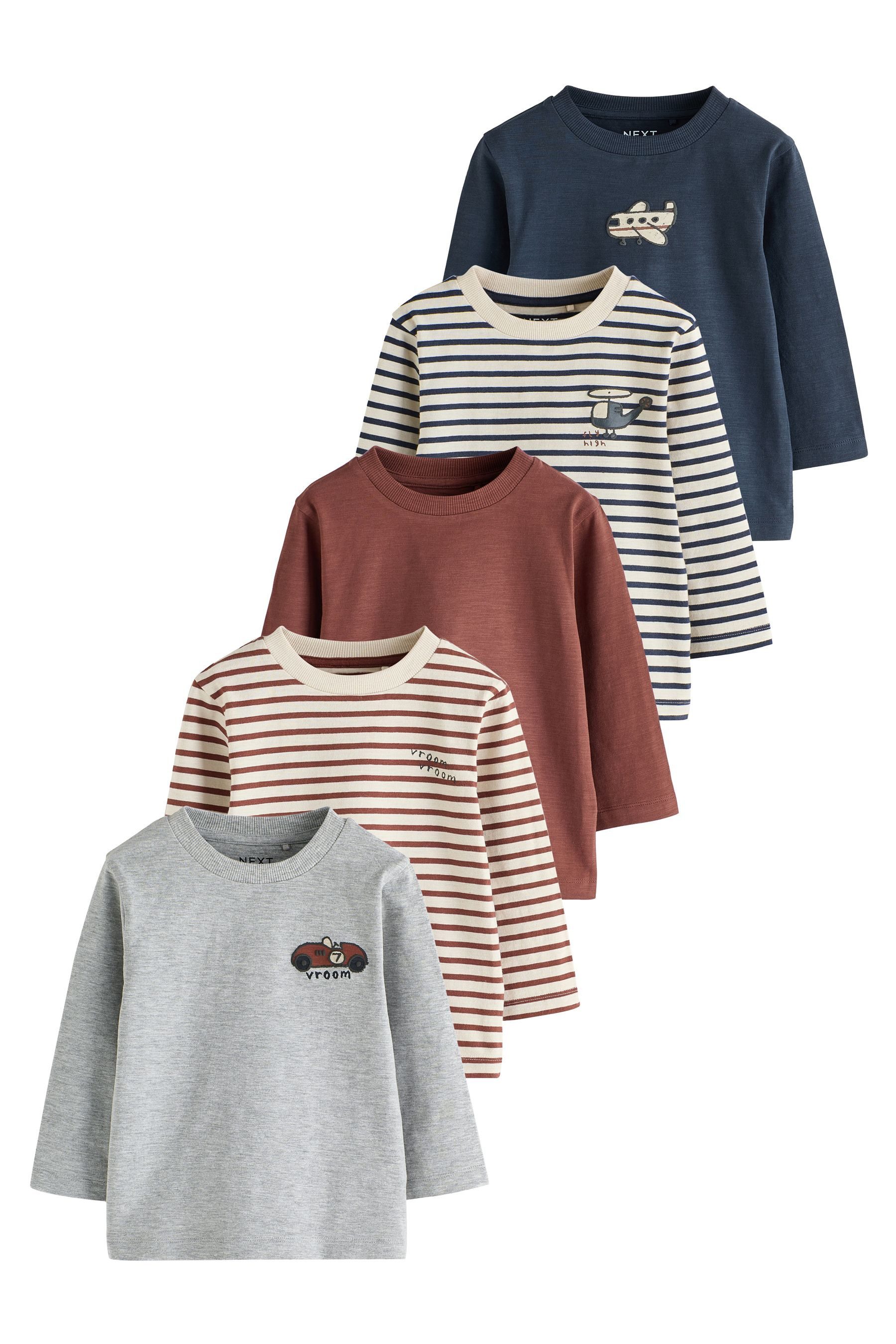 Next Langarmshirt Langarm-Shirts, 5er-Pack (5-tlg)