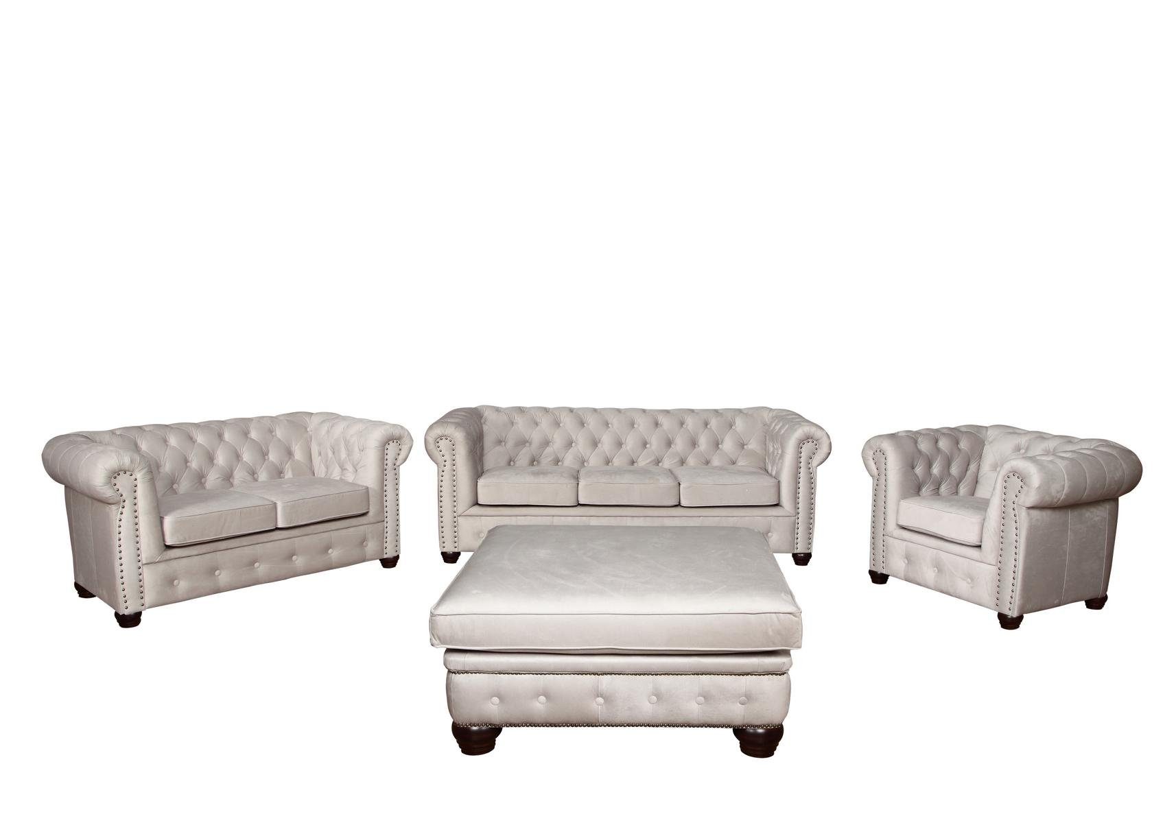 JVmoebel Sofa, Chesterfield Sofagarnitur Couch Set 321+Hocker Sitz Polster Garnitur