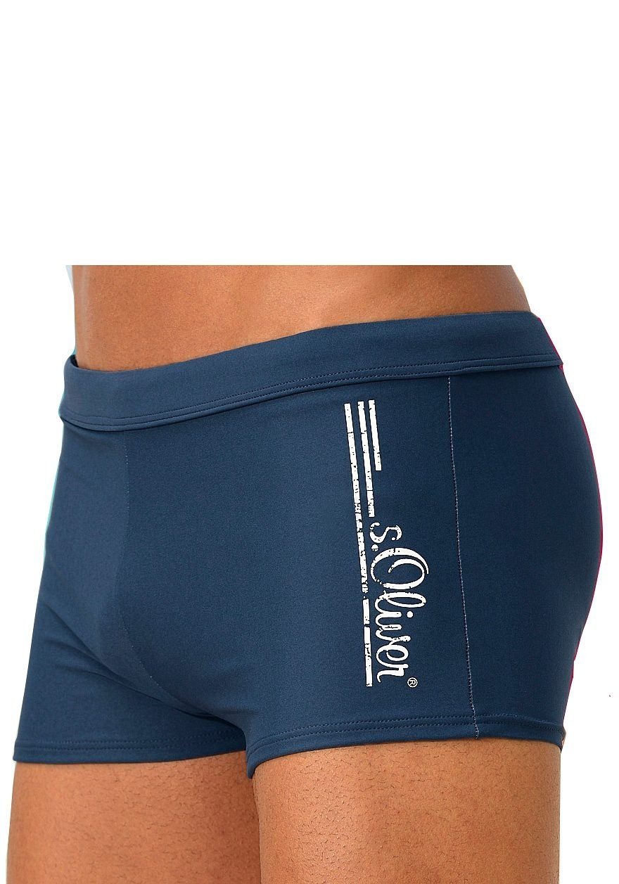 s.Oliver Boxer-Badehose mit Logoschriftzug im coolen Used-Look