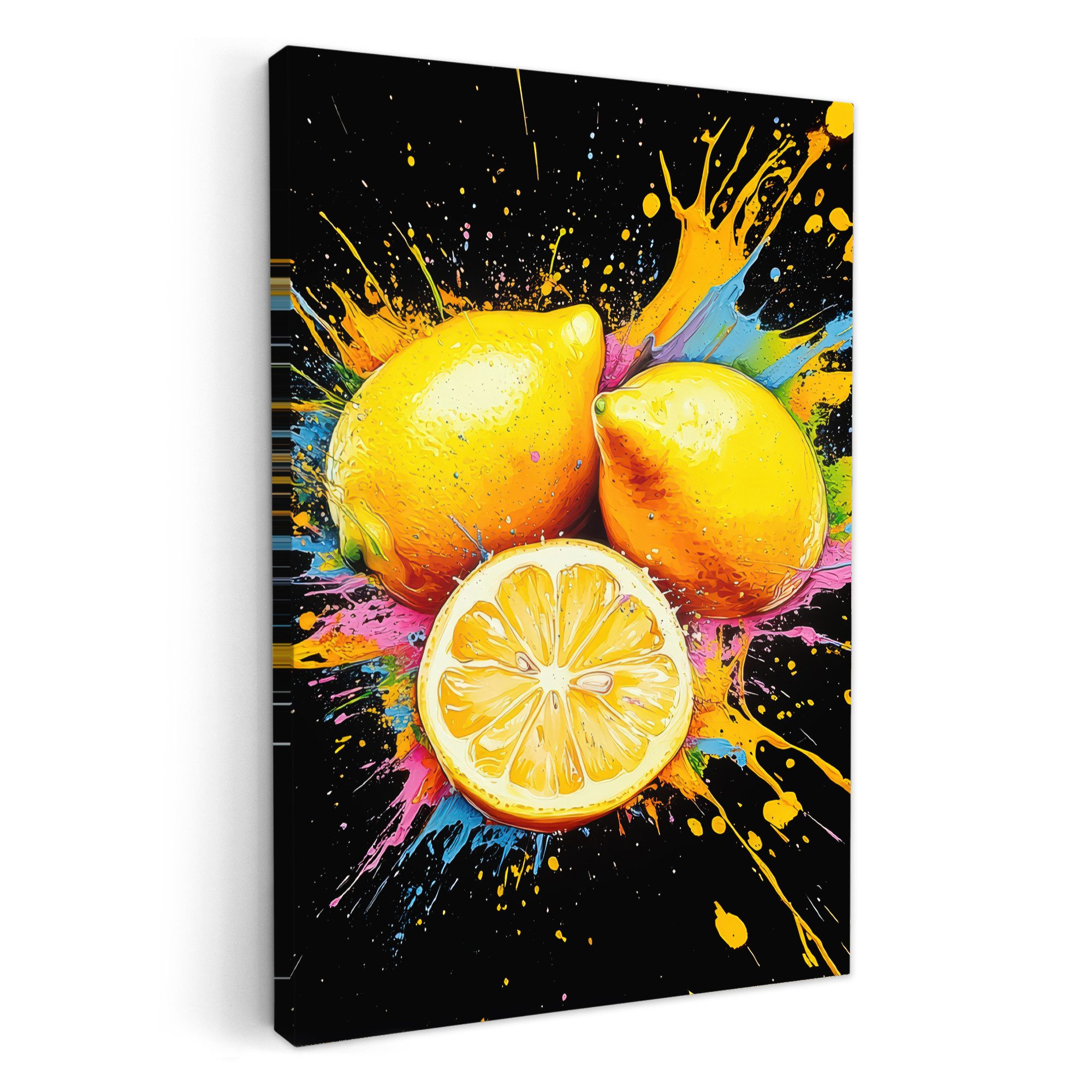 OneMillionCanvasses® Leinwandbild Zitrone - Graffiti - Farbenfroh - Farbe - günstig online kaufen