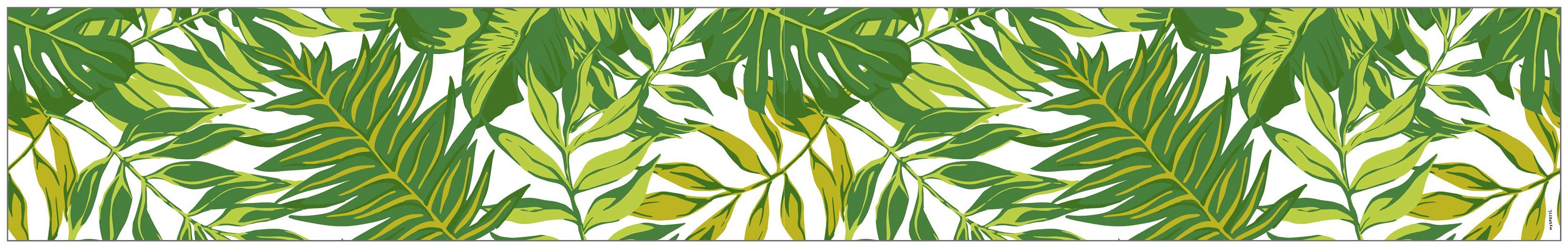 Fensterfolie Look Palm Leaves green, MySpotti, halbtransparent, glatt, 200 x 30 cm, statisch haftend