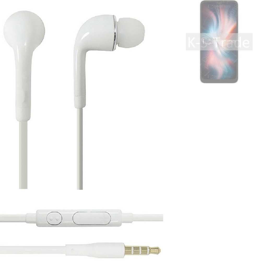 K-S-Trade für UMIDIGI C1 Max In-Ear-Kopfhörer (Kopfhörer Headset mit Mikrofon u Lautstärkeregler weiß 3,5mm)