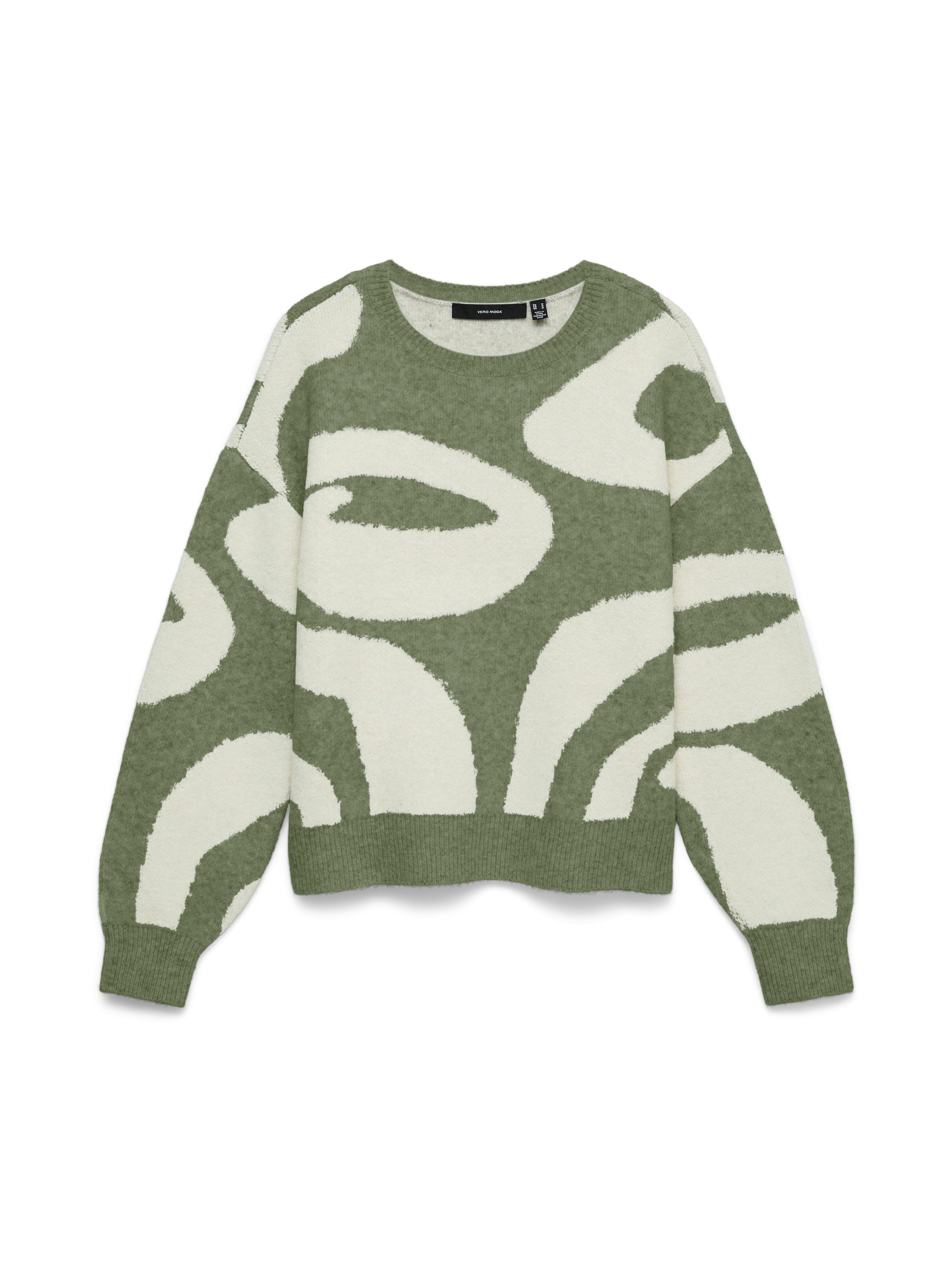 Vero Moda Rundhalspullover VMLARA LS O-NECK PULLOVER GA BOO REP Materialmix, Stretch, regular fit