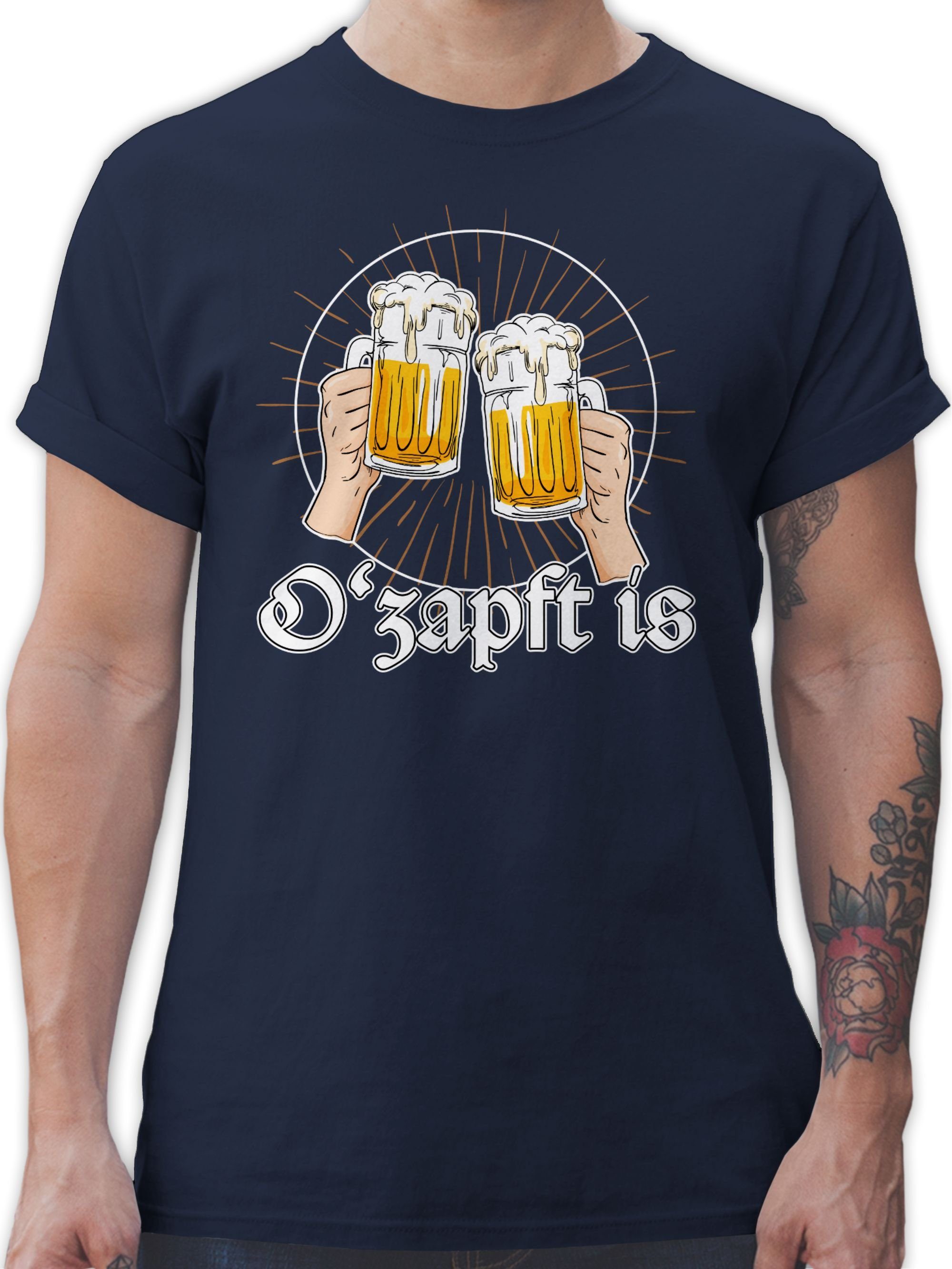 Shirtracer T-Shirt O Zapft is Bier O'zapft is Anstich Es ist angezapft Mode für Oktoberfest Herren 03 Navy Blau