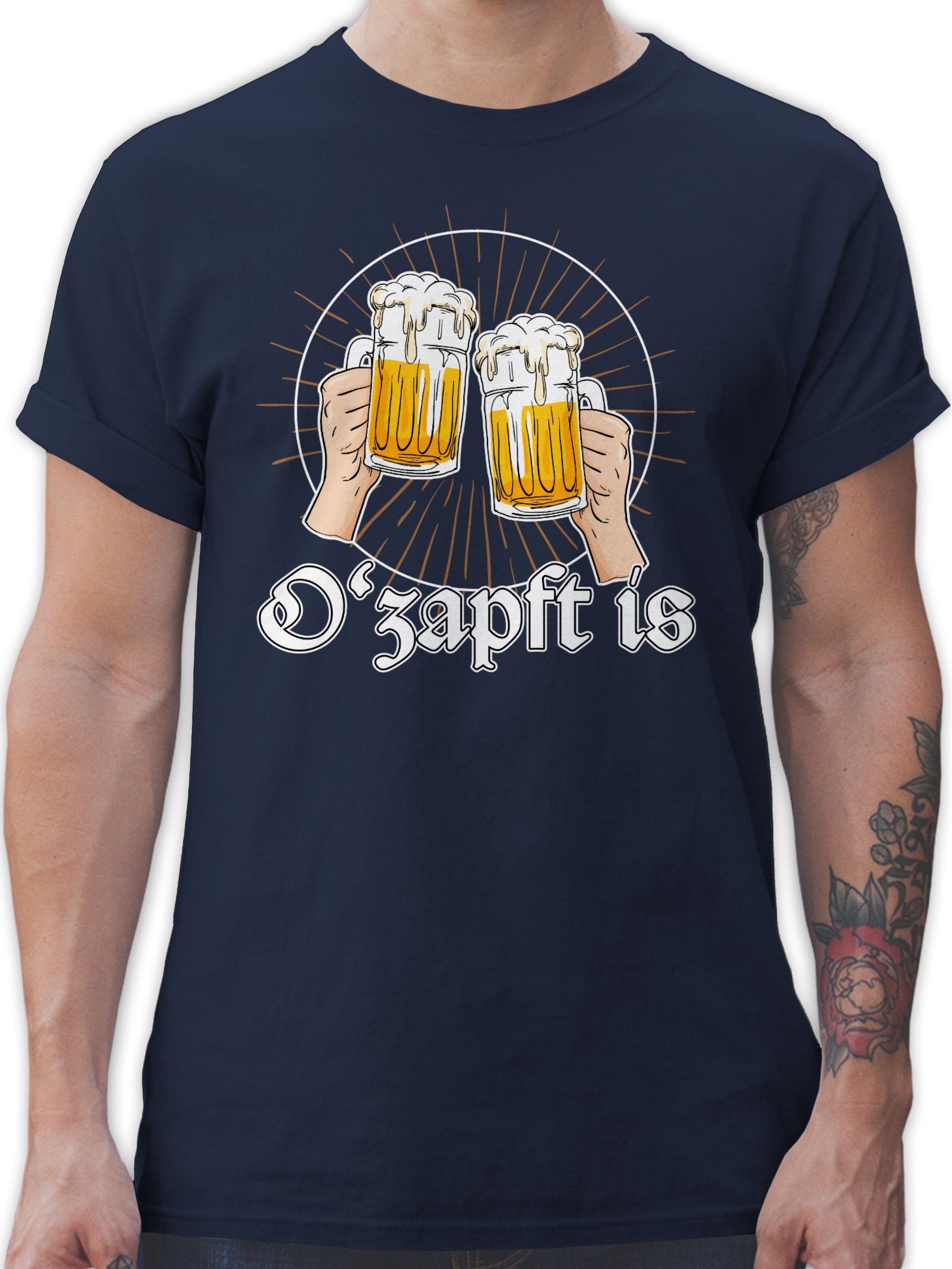 Blau angezapft Oktoberfest Bier Zapft 03 O Es für ist T-Shirt Shirtracer Anstich Navy is Herren O'zapft is Mode