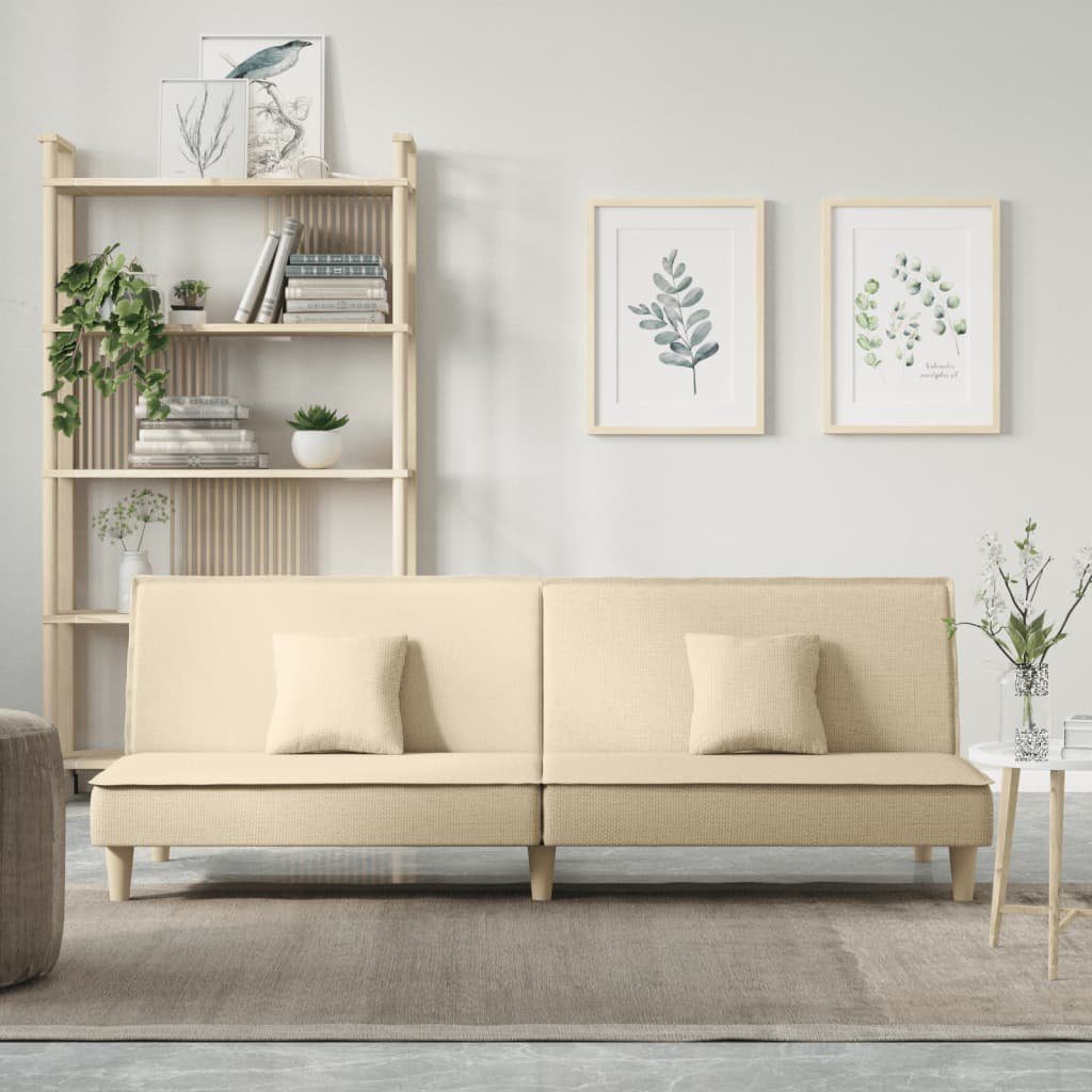 vidaXL Sofa Schlafsofa Creme Stoff