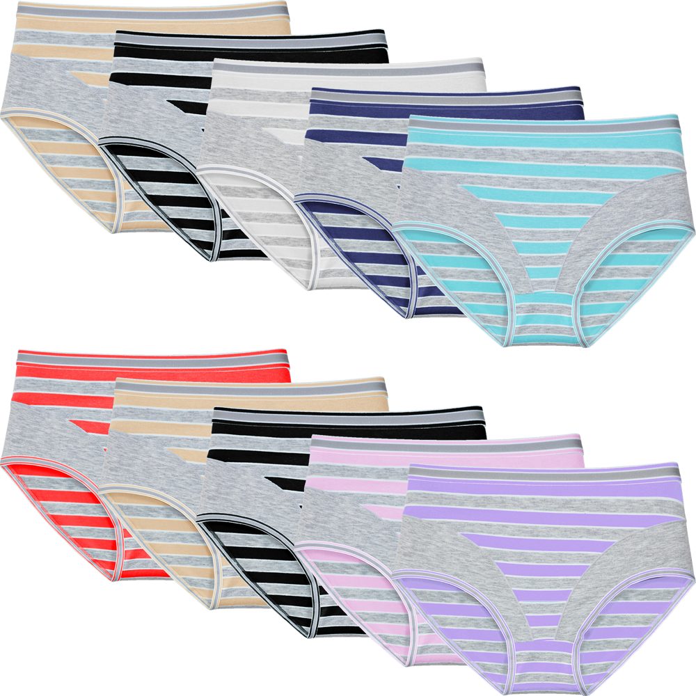 emeco Taillenslip 5 Set Damenslip Unterhose Slips Baumwolle Gestreifft STRI günstig online kaufen