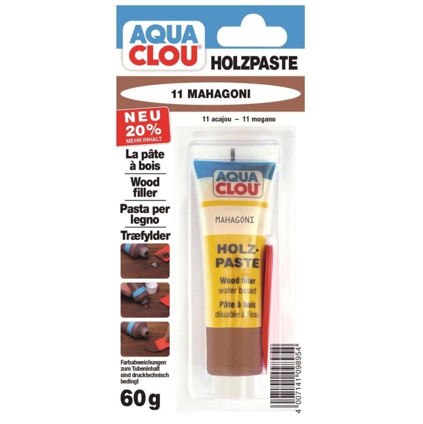 CLOU Spachtelmasse CLOU Aqua Clou Holzpaste 11 Mahagoni mit Spatel 60g