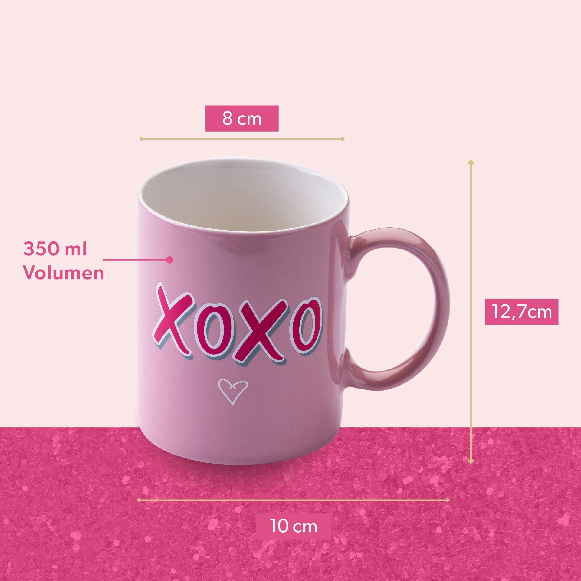 Paris Hilton Tasse Kaffeetasse, Teetasse, Steinguttasse, XOXO-Motiv