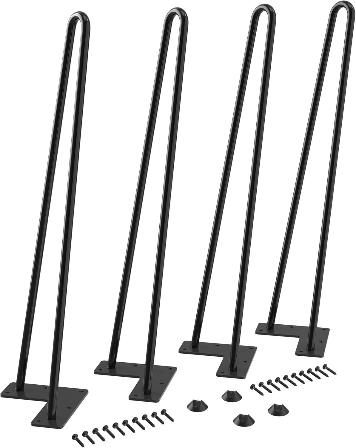 GarveeMore Tischbein Tischbein 4er Set Hairpin Legs mit 2 Streben, DIY 48cm Haarnadelbeine für Tisch